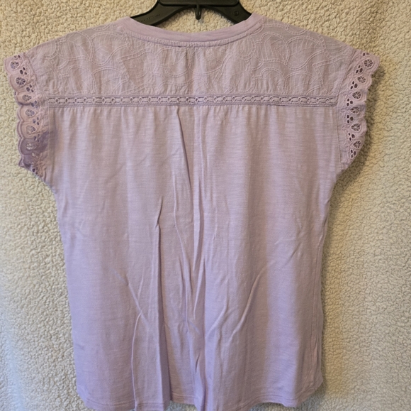 Talbots Lace Sleeve Tee - Lavender - Picture 3 of 3